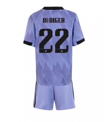 Real Madrid Antonio Rudiger #22 Bortedraktsett Barn 2022-23 Kortermet (+ Korte bukser)